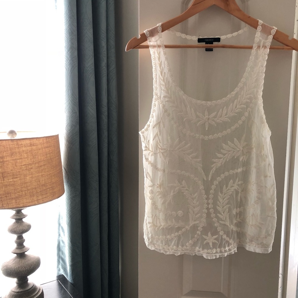 Forever 21 | Sheer Embroidered Tank | S